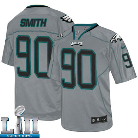 Mens Nike Philadelphia Eagles Super Bowl LII 90 Marcus Smith Elite Lights Out Grey NFL Jersey