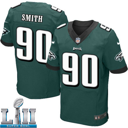 Mens Nike Philadelphia Eagles Super Bowl LII 90 Marcus Smith Elite Midnight Green Team Color NFL Jersey