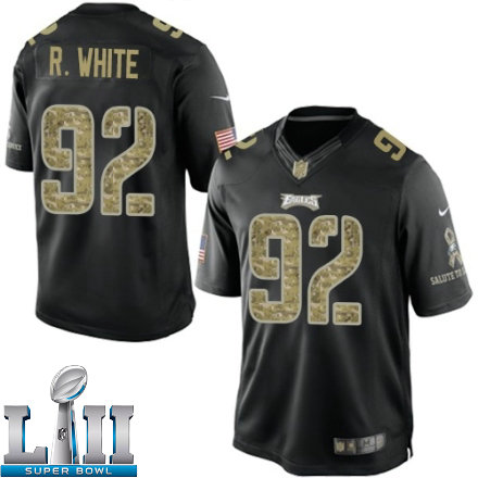 Mens Nike Philadelphia Eagles Super Bowl LII 92 Reggie White Limited Black Salute to Service NFL Jersey