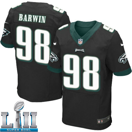 Mens Nike Philadelphia Eagles Super Bowl LII 98 Connor Barwin Elite Black Alternate NFL Jersey