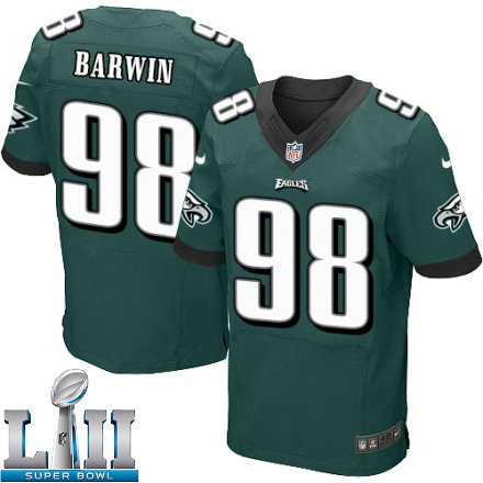 Mens Nike Philadelphia Eagles Super Bowl LII 98 Connor Barwin Elite Midnight Green Team Color NFL Jersey