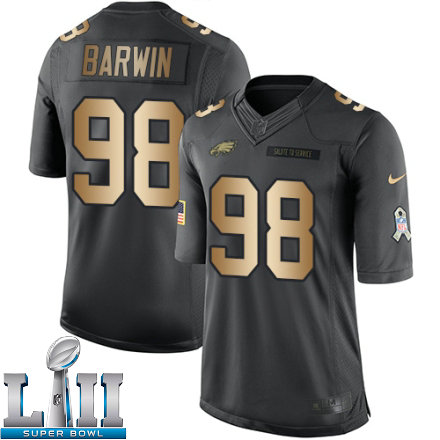Mens Nike Philadelphia Eagles Super Bowl LII 98 Connor Barwin Limited BlackGold Salute to Service NFL Jersey