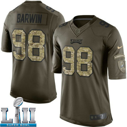 Mens Nike Philadelphia Eagles Super Bowl LII 98 Connor Barwin Limited Green Salute to Service NFL Jersey