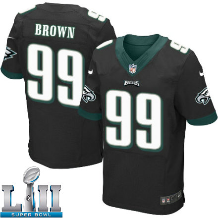 Mens Nike Philadelphia Eagles Super Bowl LII 99 Jerome Brown Elite Black Alternate NFL Jersey