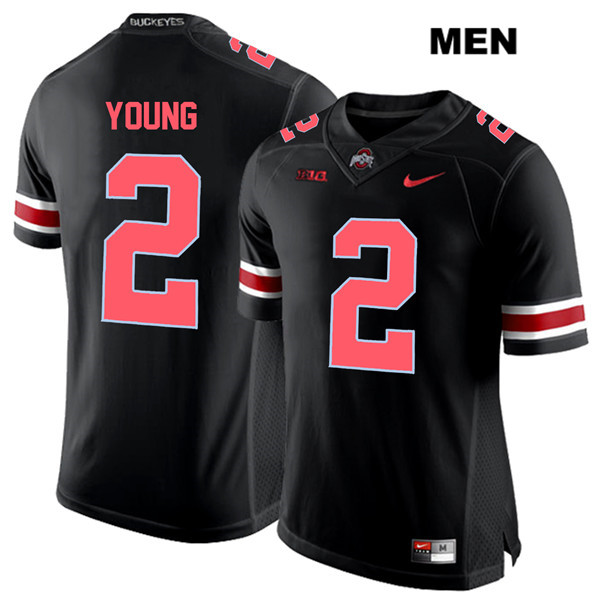 Mens Ohio State Buckeyes Authentic Nike #2 Chase Young Stitched Black Red Font College Football Jersey