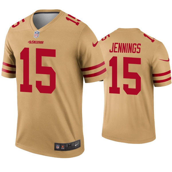Mens San Francisco 49ers #15 Jauan Jennings Nike Gold Inverted Limited Player Jersey