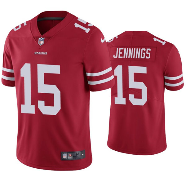Mens San Francisco 49ers #15 Jauan Jennings Nike Scarlet Vapor Limited Player Jersey