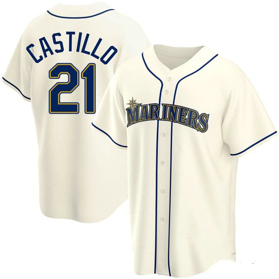 Mens Seattle Mariners #21 Luis Castillo Authentic Cream Alternate Jerseys