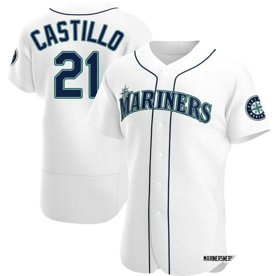 Mens Seattle Mariners #21 Luis Castillo Authentic White Alternate Jerseys