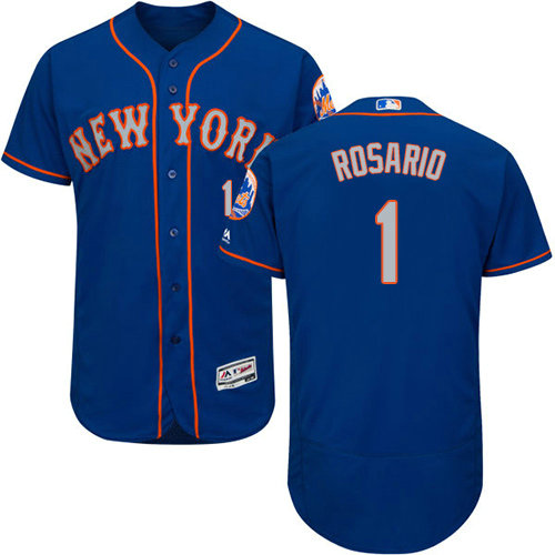 Mets #1 Amed Rosario Blue(Grey NO.) Flexbase Authentic Collection Stitched Baseball Jersey