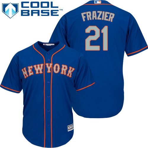 Mets #21 Todd Frazier Blue(Grey NO.) Cool Base Stitched Youth MLB Jersey