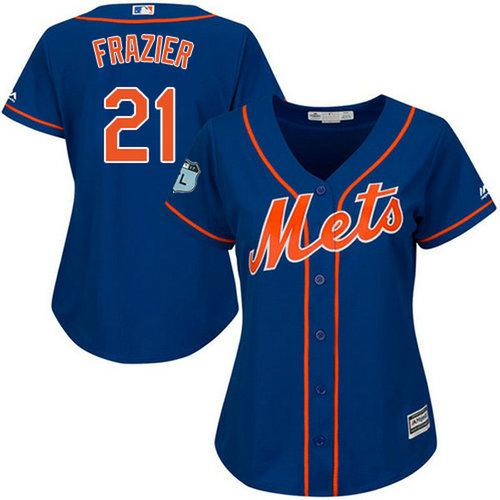 Mets #21 Todd Frazier Blue Alternate Women's Stitched MLB Jersey_1