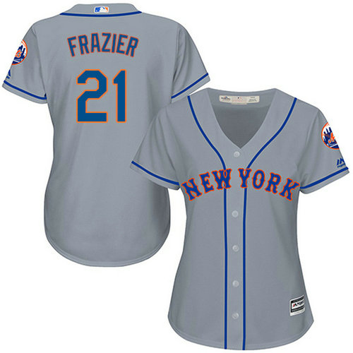 Mets #21 Todd Frazier Grey Road Women's Stitched MLB Jersey_1