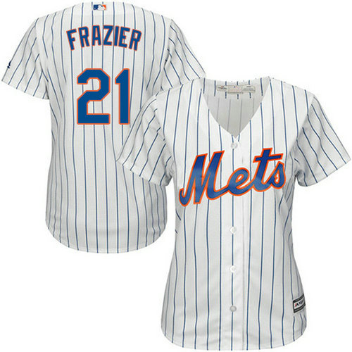 Mets #21 Todd Frazier White(Blue Strip) Home Women's Stitched MLB Jersey_1