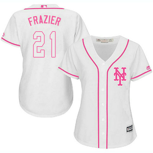 Mets #21 Todd Frazier White Pink Fashion Women's Stitched MLB Jersey_1