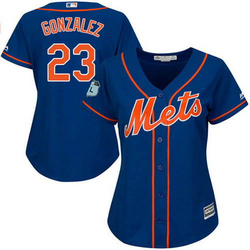 Mets #23 Adrian Gonzalez Blue Alternate Women's Stitched MLB Jersey_1