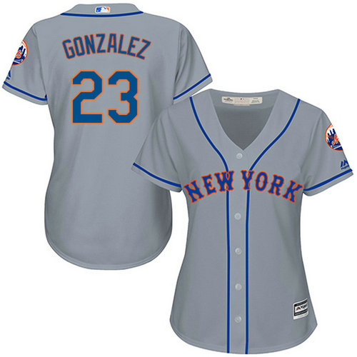 Mets #23 Adrian Gonzalez Grey Road Women's Stitched MLB Jersey_1