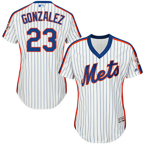 Mets #23 Adrian Gonzalez White(Blue Strip) Alternate Women's Stitched MLB Jersey_1