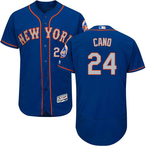 Mets #24 Robinson Cano Blue(Grey NO.) Flexbase Authentic Collection Stitched Baseball Jersey