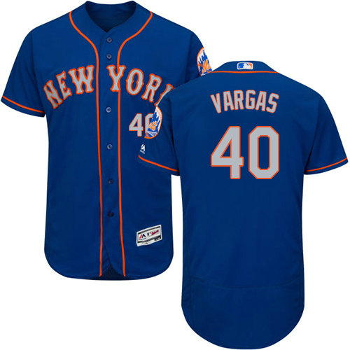 Mets #40 Jason Vargas Blue(Grey NO.) Flexbase Authentic Collection Stitched Baseball Jersey