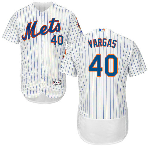 Mets #40 Jason Vargas White(Blue Strip) Flexbase Authentic Collection Stitched Baseball Jersey