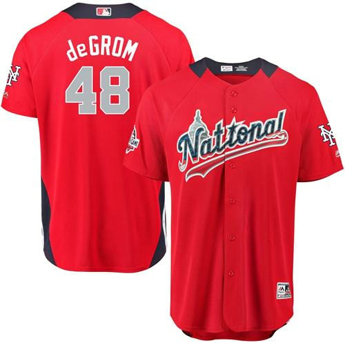 Mets #48 Jacob DeGrom Red 2018 All-Star National League Stitched Baseball Jersey