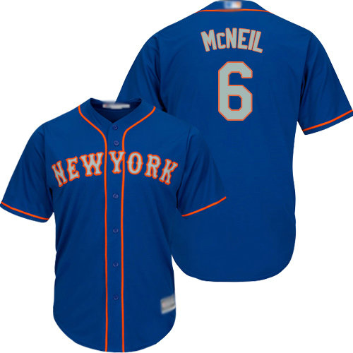 Mets #6 Jeff McNeil Blue(Grey NO.) Cool Base Stitched Youth Baseball Jersey