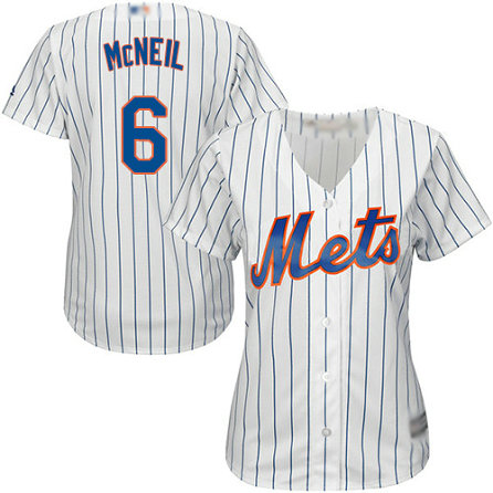Mets #6 Jeff McNeil White(Blue Strip) Home Women's Stitched Baseball Jersey