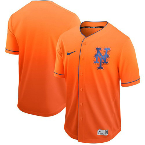 Mets Blank Orange Fade Authentic Stitched Baseball Jersey