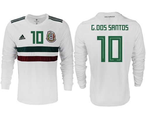 Mexico #10 G.Dos Santos Away Long Sleeves Soccer Country Jersey