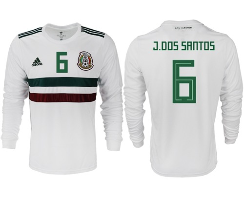 Mexico #6 J.Dos Santos Away Long Sleeves Soccer Country Jersey