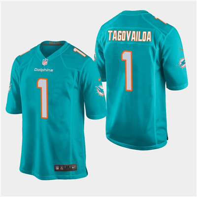 Miami Dolphins #1 Tua Tagovailoa 2020 NFL Draft Game Jersey - Aqua