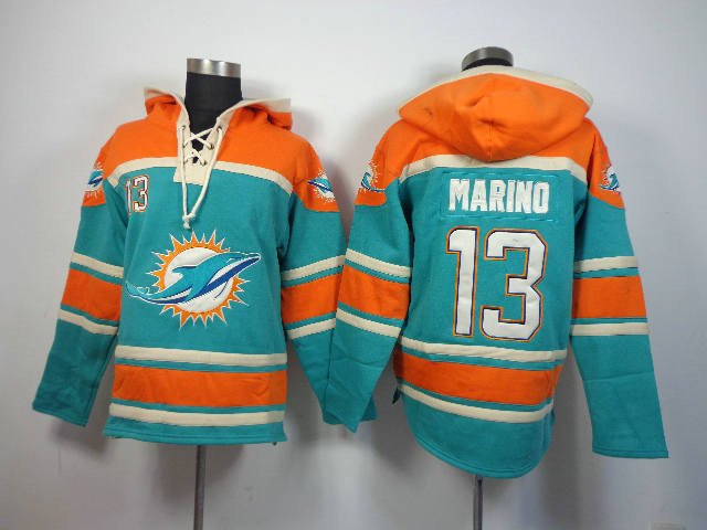 Miami Dolphins 13 Dan Marinos Lace-Up NFL Jersey Hoodies