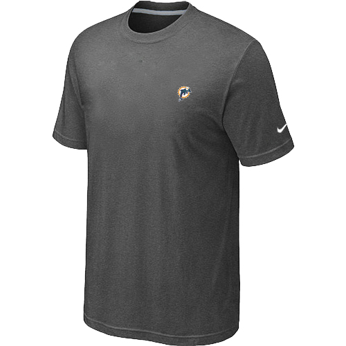 Miami Dolphins Chest embroidered logo T-Shirt D.Grey