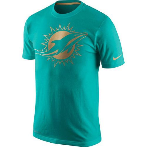 Miami Dolphins Nike Aqua Championship Drive Gold Collection Performance T-Shirt
