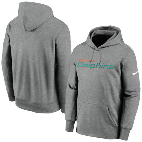 Miami Dolphins Nike Fan Gear Wordmark Performance Pullover Hoodie Heathered Charcoal