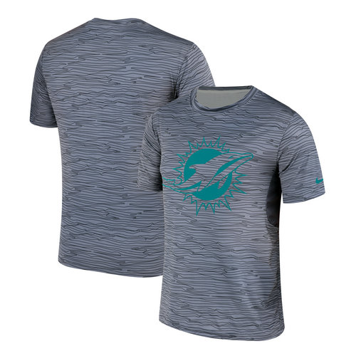 Miami Dolphins Nike Gray Black Striped Logo Performance T-Shirt