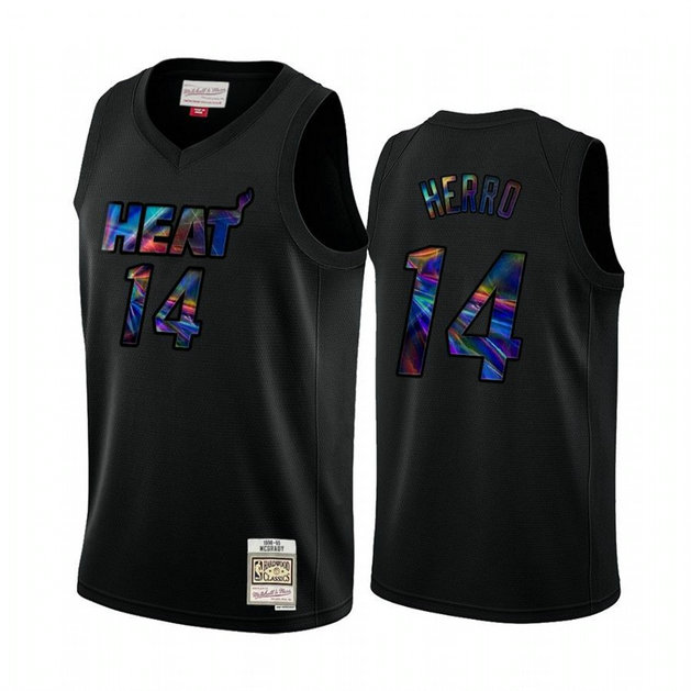 Miami Heat #14 Tyler Herro Men's Iridescent HWC Limited NBA Jersey - Black