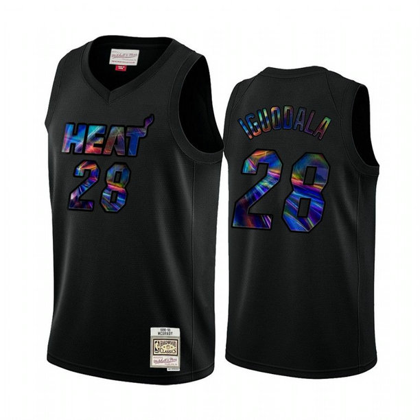 Miami Heat #28 Andre Iguodala Men's Iridescent HWC Limited NBA Jersey - Black