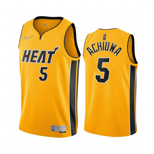 Miami Heat #5 Precious Achiuwa Yellow NBA Swingman 2020-21 Earned Edition Jersey
