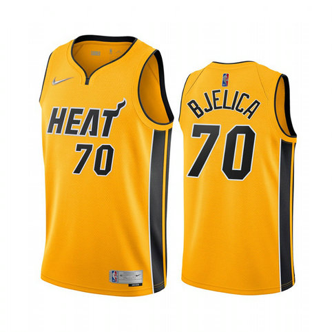 Miami Heat #70 Nemanja Bjelica Yellow NBA Swingman 2020-21 Earned Edition Jersey