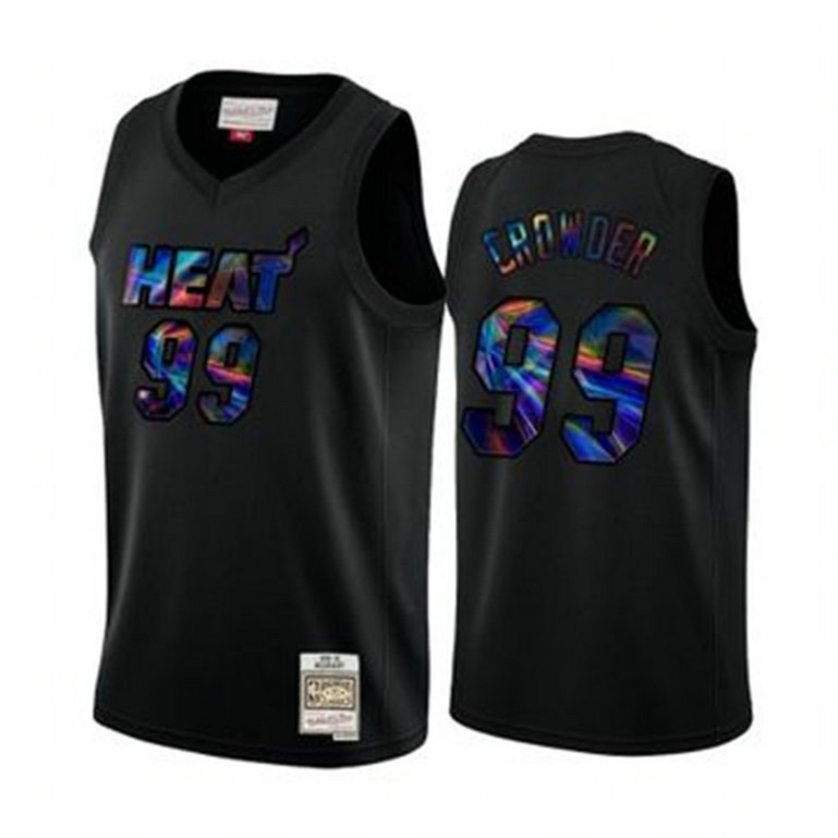 Miami Heat #99 Jae Crowder Men's Iridescent HWC Limited NBA Jersey - Black