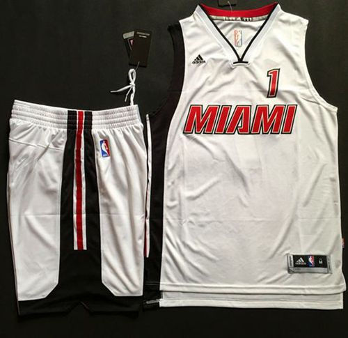 Miami Heat 1 Chris Bosh White Throwback A Set NBA Jersey
