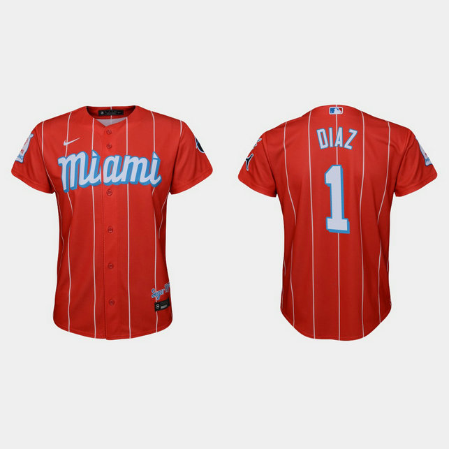 Miami Marlins #1 Isan Diaz Youth Nike 2021 City Connect Authentic MLB Jersey Red