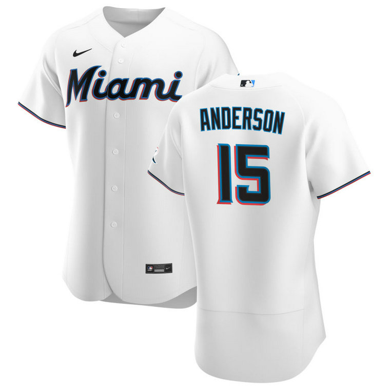 Miami Marlins #15 Brian Anderson Men's Nike White Home 2020 Authentic Player MLB Jersey