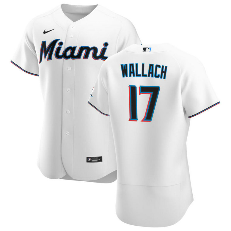 Miami Marlins #17 Chad Wallach Men's Nike White Home 2020 Authentic Player MLB Jersey