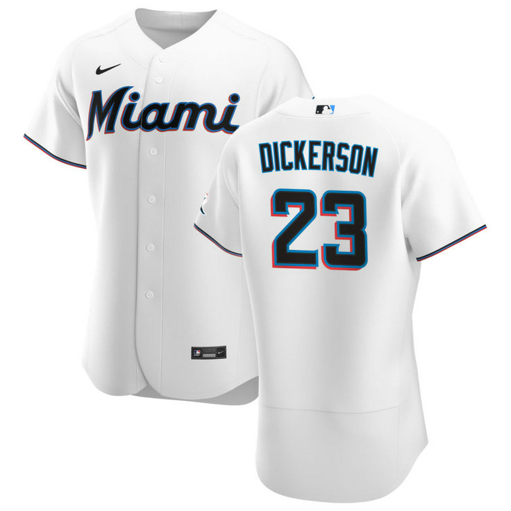 Miami Marlins #23 Corey Dickerson Men's Nike White Home 2020 Authentic Player MLB Jersey