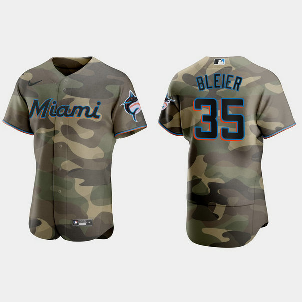 Miami Marlins #35 Richard Bleier Men's Nike 2021 Armed Forces Day Authentic MLB Jersey -Camo