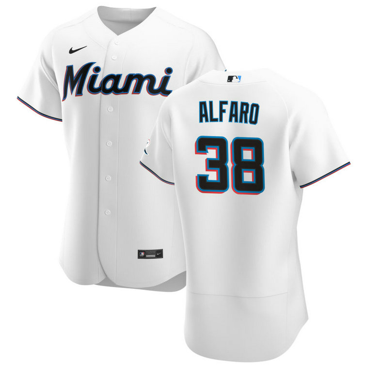 Miami Marlins #38 Jorge Alfaro Men's Nike White Home 2020 Authentic Player MLB Jersey