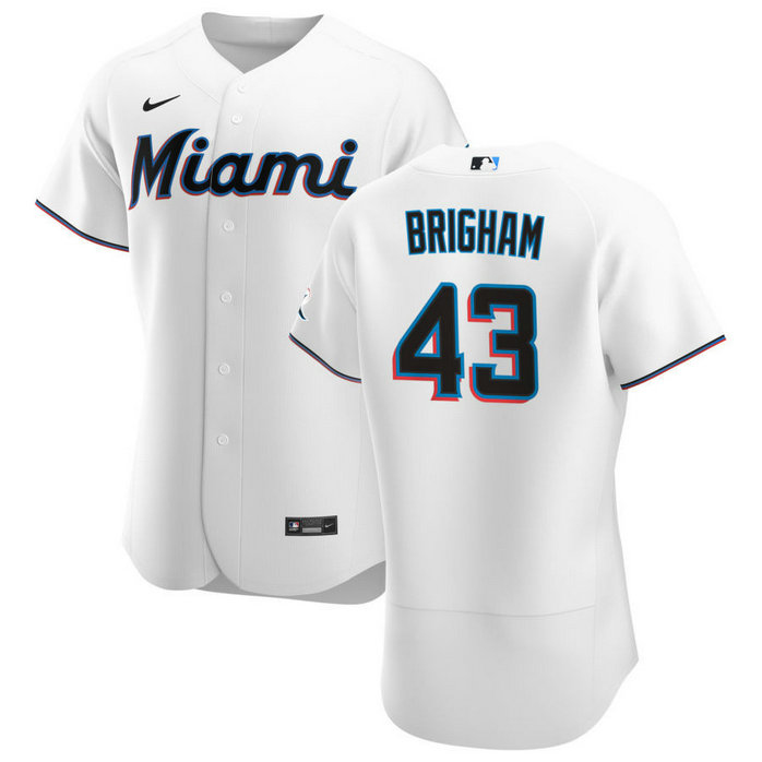 Miami Marlins #43 Jeff Brigham Men's Nike White Home 2020 Authentic Player MLB Jersey